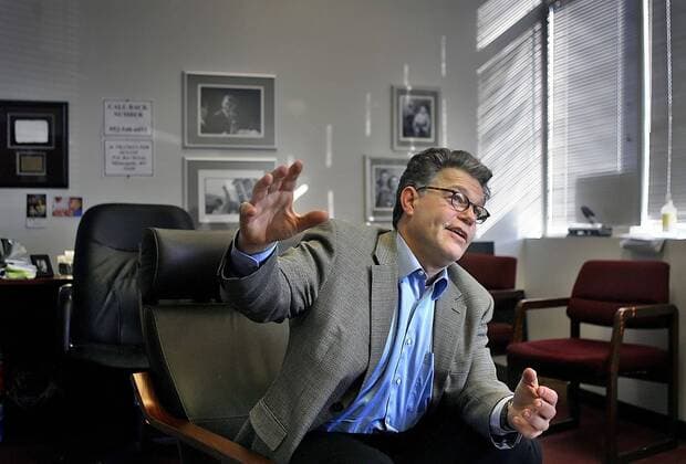 April 29, 2008 - Democratic U.S. Senate candidate Al Franken gestures as he answers a question during an interview at his campaign headquarters in St. Paul, Minnesota, April 29, 2008. The candidate said that he has paid $70,000 in back taxes and penalties owed in 17 states, going back to 2003. ( Minneapolis Star Tribune MCT) - ZUMAm67_ 20080429_baf_m67_043 Copyright: xJimxGehrzx