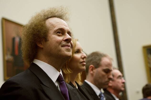 July 24, 2008 - Fitness Advocate Richard Simmons listens to testimony of the first panel before the House of Representatives Committee on Education and Labor for a hearing devoted to physical education in schools., July 24, 2008. ( MCT) - ZUMAm67_ 20080724_baf_m67_065 Copyright: xJamiexRosex