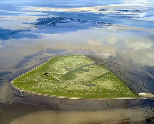 Hallig Suedfall, Schleswig-Holstein, Deutschland, Luftaufnahme Copyright: xMEVx ALLMVMEV87031