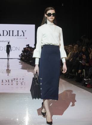 (170311) -- TORONTO, March 11, 2017 -- A model presents a collection by Picadilly during the debut season of the Toronto Women s Fashion Week in Toronto, Canada, March 10, 2017. The three-day event will showcase collections of about 20 designers from around the world. ) (djj) CANADA-TORONTO-WOMEN S FASHION WEEK ZouxZheng 