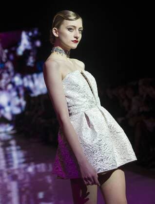 (170311) -- TORONTO, March 11, 2017 -- A model presents a collection by Shelli Oh during the debut season of the Toronto Women s Fashion Week in Toronto, Canada, March 10, 2017. The three-day event will showcase collections of about 20 designers from around the world. ) (djj) CANADA-TORONTO-WOMEN S FASHION WEEK ZouxZheng 