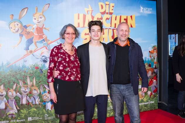 Ute von Münchow_Pohl (Regiesseurin), Noah Levi, Dirk Beinhold (Produzent) bei der Filmpremiere von Die Häschenjagd-Jagd nach dem Goldenen Ei am 11.03.2017 im Cinenova in Köln. Die Häschenjagd-Jagd nach dem Goldenen Ei am 11.03.2017