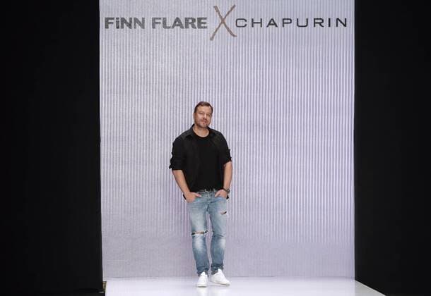 MOSCOW, RUSSIA - MARCH 12, 2017: Designer Igor Chapurin at a catwalk show for his spring summer 2017 collection, Chapurin for Finn Flare, at the 2017 Mercedes-Benz Fashion Week Russia in the Manege Central Exhibition Hall. Artyom Geodakyan TASS  TS043F70