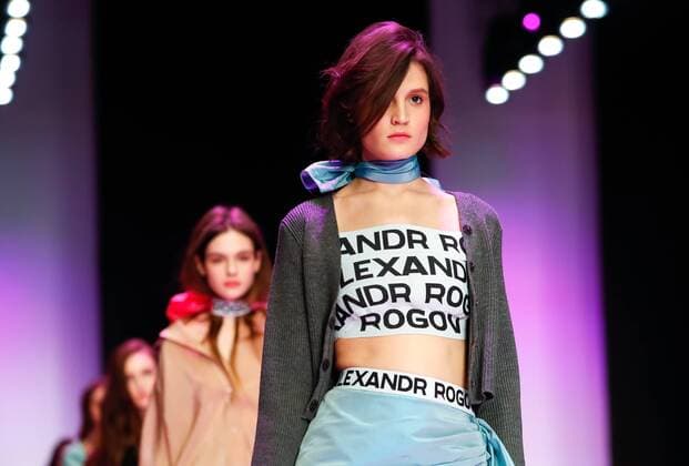 MOSCOW, RUSSIA - MARCH 12, 2017: Models showcase creations during a runway show for the Spring Summer 2017 collection by Russian fashion designer Alexandr Rogov on the opening day of the 2017 Mercedes-Benz Fashion Week Russia in the Manege Central Exhibition Hall. Artyom Geodakyan TASS  TS04400B