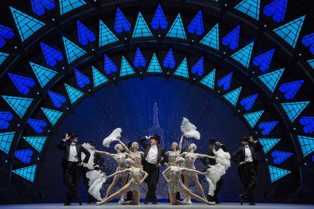 An American in Paris, London, UK London, UK. 14 March 2017. Haydn Oakley (Henri Baurel) at the centre. UK Premiere of the Tony Award-winning new musical An American in Paris at the Dominion Theatre. Directed and choreographed by Christopher Wheeldon, the musical stars Robert Fairchild, Leanne Cope, Haydn Oakley, Zoe Rainey, David Seadon-Young and Jane Asher.