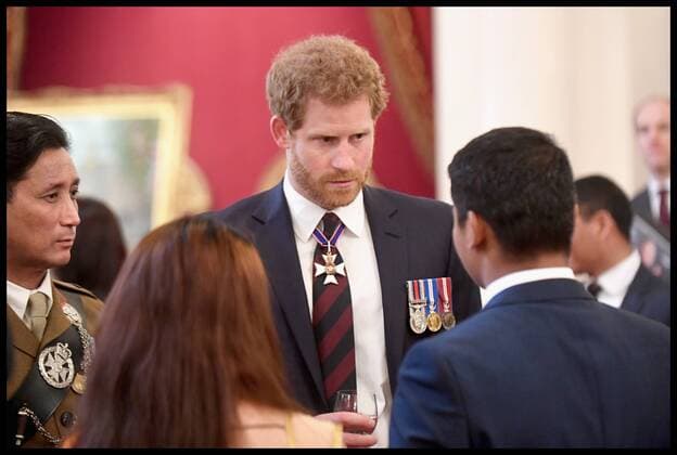 . 14 03 2017. London, United Kingdom. The Royal Gurkha service medals. Prince Harry attends a medal reception for The Royal Gurkha Rifles at Buckingham Palace on March 14, 2017 in London, England. 2017 marks the 40th anniversary of The Prince Of Wales as Colonel-in-Chief of The Royal Gurkha Rifles.  xi-Imagesx xPoolx IIM-14660-0052