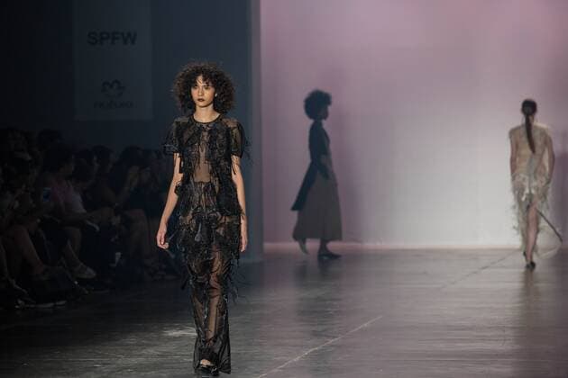 March 15, 2017 - Sao Paulo, Sao Paulo, Brazil - Model presents creation by Apartamento 03, during the Sao Paulo Fashion Week, N43 winter 2017 edition, in Sao Paulo, Brazil. Sao Paulo Brazil - ZUMAl146 20170315_zaf_l146_042 Copyright: xPauloxLopesx