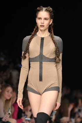 MOSCOW, RUSSIA - MARCH 15, 2017: A model showcases creations during a runway show for singer and designer Keti Topuria s collection at the 2017 Mercedes-Benz Fashion Week Russia at Manege Central Exhibition Hall. Anton Novoderezhkin TASS  TS0445F4