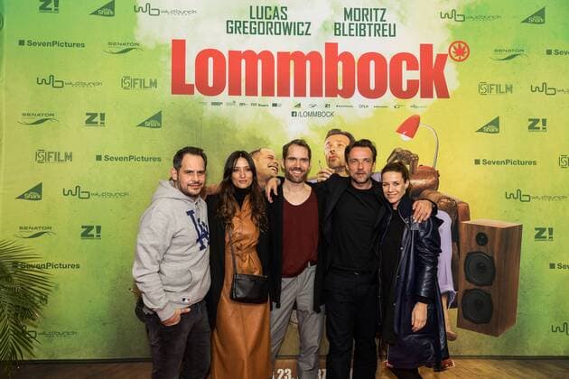 15.03.2017, Dettelbach, Mainfrankenplatz, Cineworld, Filmpremiere Lommbock, Foto: 15.03.2017, Dettelbach, Mainfrankenplatz, Cineworld, Filmpremiere Lommbock, Foto: v.l.n.r Moritz Bleibtreu, Melanie Winiger, Christian Zübert, Lucas Gregorowicz, Alexandra Neldel Copyright: HMBxMedia MarkusxKöller