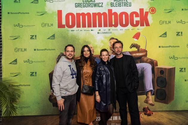 15.03.2017, Dettelbach, Mainfrankenplatz, Cineworld, Filmpremiere Lommbock, Foto: 15.03.2017, Dettelbach, Mainfrankenplatz, Cineworld, Filmpremiere Lommbock, Foto: v.l.n.r Moritz Bleibtreu, Melanie Winiger, Lucas Gregorowicz, Alexandra Neldel Copyright: HMBxMedia MarkusxKöller