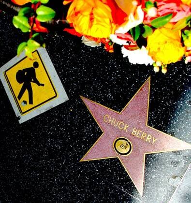 March 19, 2017 - Hollywood, California, U.S. - I15892CHW.Flowers Placed On The Hollywood Walk Of Fame Star Of Father Of Rock n Roll, Chuck Berry .1779 Vine Street, Hollywood, CA.03 20 2017.A MEMORIAL WREATH IS PLACED ON THE HOLLYWOOD WALK OF FAME STAR OF ROCK N ROLL PIONEER CHUCK BERRY .Ã‚Â©Clinton H.Wallace Photomundo International Photos Inc Hollywood U.S. - ZUMAw87_ 20170319_zaf_w87_033 Copyright: xClintonxWallacex