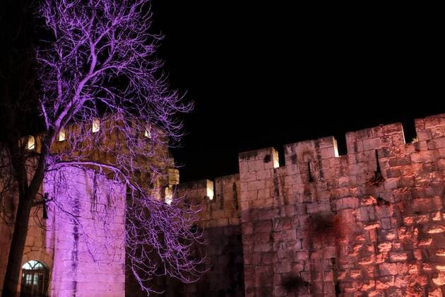 March 21, 2017 - Jerusalem, Israel - Jerusalem Old City walls are light up while they serve as a backdrop for Sounds of the Old City music festival. Jerusalem Israel - ZUMAa126 20170321_zap_a126_007 Copyright: xNirxAlonx