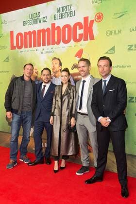 Wotan Wilke Moehring, Moritz Bleibtreu, Alexandra Neldel, Christian Zuebert (Regie) und Lucas Gregorowicz - Berlin Premiere des Kinofilms LOMMBOCK in Berlin am 23.03.2017. Berlin Premiere LOMMBOCK