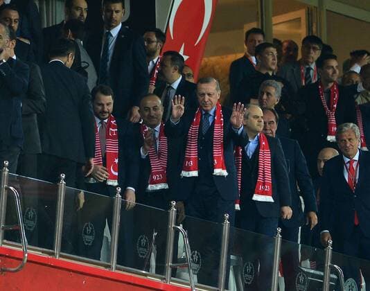 Fifa World Cup 2018 qualifying football match Turkey vs Finland on March 24, 2017 at Antalya arena stadium in Antalya , Turkey. Final Score : Turkey 2 - Finland 0 Pictured: Turkey Republic President Recep Tayyip Erdogan. 