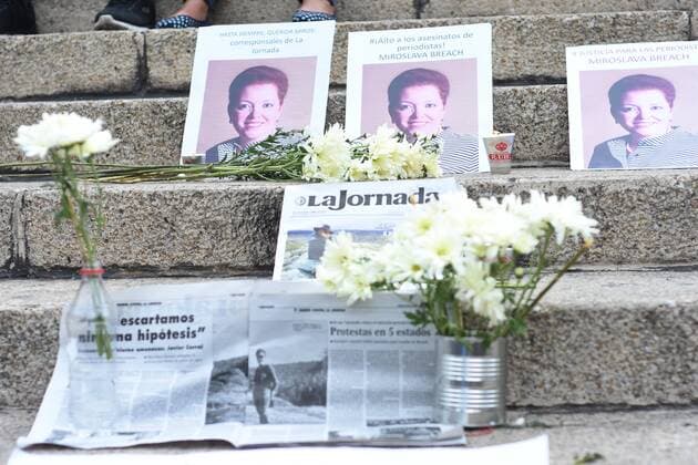 March 25, 2017 - Mexico City, Mexico - portrait of murdered journalist Miroslava Breach during a protest against of journalists murdered in Mexico at Reforma Avenue on March 25, 2017 in Mexico City, Mexico Mexico City Mexico  - ZUMAn230 20170325_zaa_n230_564 Copyright: xCarlosxTischlerx