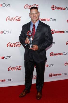 John Cena receipient of the Action Star of the Year award arrives for the CinemaCon 2017 Big Screen Achievement Awards at Caesars Palace, Las Vegas, Nevada on March 30, 2017.  LAV2017033034 JAMESxATOA