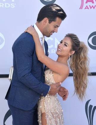 NFL player Eric Decker (L) and singer Jessie James Decker attend the 52nd annual Academy of Country Music Awards held at T-Mobile Arena in Las Vegas, Nevada on April 2, 2017. The show will be telecast live on CBS.  LVP20170402021 JIMxRUYMEN