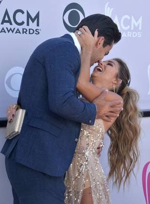 NFL player Eric Decker (L) and singer Jessie James Decker attend the 52nd annual Academy of Country Music Awards held at T-Mobile Arena in Las Vegas, Nevada on April 2, 2017. The show will be telecast live on CBS.  LVP20170402022 JIMxRUYMEN