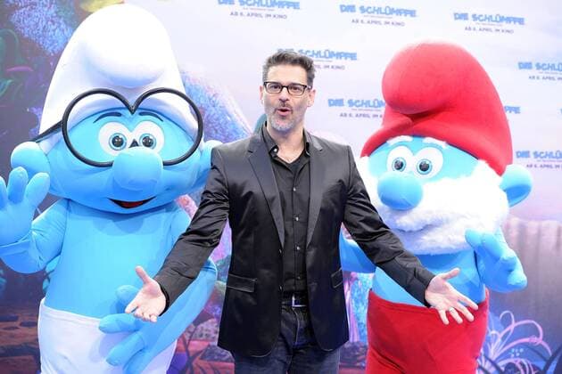 Rick Kavanien Ankunft am Blauen Teppich zur Deutschlandpremiere des Animationsfilmes, Die Schluempfe, das verlorene Dorf im Cinestar im Sony Center in Berlin, am 02.04.2017