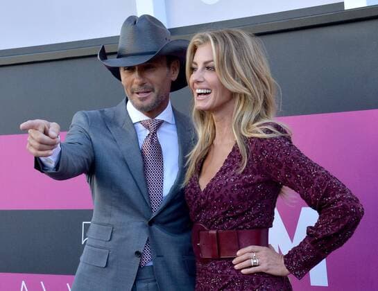Recording artists Tim McGraw (L) and Faith Hill attend the 52nd annual Academy of Country Music Awards held at T-Mobile Arena in Las Vegas, Nevada on April 2, 2017. The show will be telecast live on CBS.  LVP20170402110 JIMxRUYMEN