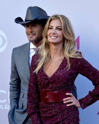Recording artists Tim McGraw (L) and Faith Hill attend the 52nd annual Academy of Country Music Awards held at T-Mobile Arena in Las Vegas, Nevada on April 2, 2017. The show will be telecast live on CBS.  LVP20170402111 JIMxRUYMEN