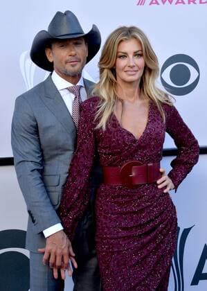 Recording artists Tim McGraw (L) and Faith Hill attend the 52nd annual Academy of Country Music Awards held at T-Mobile Arena in Las Vegas, Nevada on April 2, 2017. The show will be telecast live on CBS.  LVP20170402113 JIMxRUYMEN