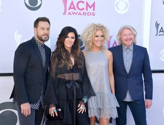 (L-R) Recording artists Jimi Westbrook, Karen Fairchild, Kimberly Schlapman, and Phillip Sweet of music group Little Big Town attend the 52nd annual Academy of Country Music Awards held at T-Mobile Arena in Las Vegas, Nevada on April 2, 2017. The show will be telecast live on CBS.  LVP20170402137 JIMxRUYMEN