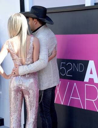 Recording artist Jason Aldean (L) and Brittany Kerr attend the 52nd annual Academy of Country Music Awards held at T-Mobile Arena in Las Vegas, Nevada on April 2, 2017. The show will be telecast live on CBS.  LVP20170402157 JIMxRUYMEN