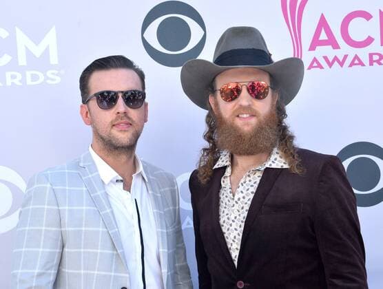 Recording artists T.J. Osborne (L) and John Osborne of music group Brothers Osborne attend the 52nd annual Academy of Country Music Awards held at T-Mobile Arena in Las Vegas, Nevada on April 2, 2017. The show will be telecast live on CBS.  LVP20170402179 JIMxRUYMEN