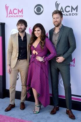 (L-R) Recording artists Dave Haywood, Hillary Scott, and Charles Kelley of music group Lady Antebellum attend the 52nd annual Academy of Country Music Awards held at T-Mobile Arena in Las Vegas, Nevada on April 2, 2017. The show will be telecast live on CBS.  LVP20170402183 JIMxRUYMEN