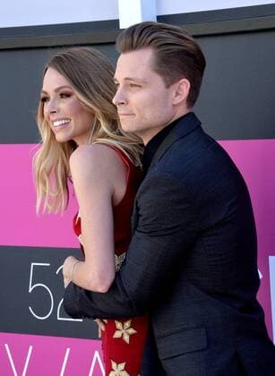 Christina Murphy (L) and recording artist Frankie Ballard attend the 52nd annual Academy of Country Music Awards held at T-Mobile Arena in Las Vegas, Nevada on April 2, 2017. The show will be telecast live on CBS.  LVP20170402237 JIMxRUYMEN