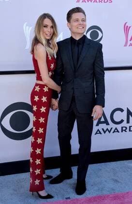 Christina Murphy (L) and recording artist Frankie Ballard attend the 52nd annual Academy of Country Music Awards held at T-Mobile Arena in Las Vegas, Nevada on April 2, 2017. The show will be telecast live on CBS.  LVP20170402241 JIMxRUYMEN