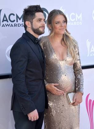 Recording artist Thomas Rhett (L) and Lauren Gregory Akins attend the 52nd annual Academy of Country Music Awards held at T-Mobile Arena in Las Vegas, Nevada on April 2, 2017. The show will be telecast live on CBS.  LVP20170402243 JIMxRUYMEN