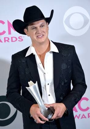 Recording artist Jon Pardi, winner of the New Male Vocalist of the Year award appears backstage during the 52nd annual Academy of Country Music Awards held at T-Mobile Arena in Las Vegas, Nevada on April 2, 2017. The show will be telecast live on CBS.  LVP20170402257 JIMxRUYMEN