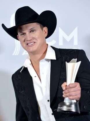 Recording artist Jon Pardi, winner of the New Male Vocalist of the Year award appears backstage during the 52nd annual Academy of Country Music Awards held at T-Mobile Arena in Las Vegas, Nevada on April 2, 2017. The show will be telecast live on CBS.  LVP20170402261 JIMxRUYMEN