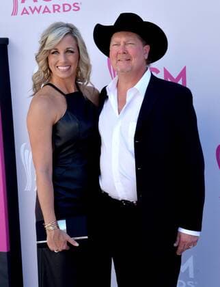 Becca Lawrence (R) and recording artist Tracy Lawrence attend the 52nd annual Academy of Country Music Awards held at T-Mobile Arena in Las Vegas, Nevada on April 2, 2017. The show will be telecast live on CBS.  LVP20170402288 JIMxRUYMEN