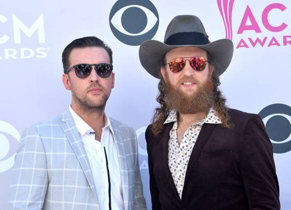 Recording artists T.J. Osborne (L) and John Osborne of music group Brothers Osborne attend the 52nd annual Academy of Country Music Awards held at T-Mobile Arena in Las Vegas, Nevada on April 2, 2017. The show will be telecast live on CBS.  LVP20170402301 JIMxRUYMEN