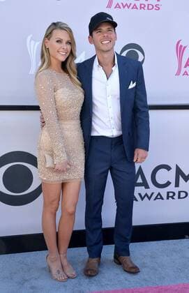 Actress Amber Bartlett (L) and singer-songwriter Granger Smith attend the 52nd annual Academy of Country Music Awards held at T-Mobile Arena in Las Vegas, Nevada on April 2, 2017. The show will be telecast live on CBS.  LVP20170402318 JIMxRUYMEN