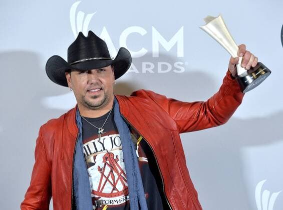 Recording artist Jason Aldean, winner of the Entertainer of the Year award appears backstage during the 52nd annual Academy of Country Music Awards held at T-Mobile Arena in Las Vegas, Nevada on April 2, 2017. The show will be telecast live on CBS.  LVP20170402327 JIMxRUYMEN