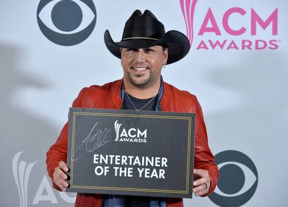 Recording artist Jason Aldean, winner of the Entertainer of the Year award appears backstage during the 52nd annual Academy of Country Music Awards held at T-Mobile Arena in Las Vegas, Nevada on April 2, 2017. The show will be telecast live on CBS.  LVP20170402329 JIMxRUYMEN
