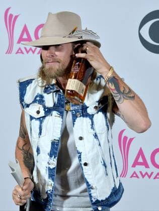 Musician Tyler Hubbard of the music group Florida Georgia Line, winner of the Vocal Event of the Year and Single Record of the Year awards appears backstage during the 52nd annual Academy of Country Music Awards held at T-Mobile Arena in Las Vegas, Nevada on April 2, 2017. The show will be telecast live on CBS.  LVP20170402337 JIMxRUYMEN