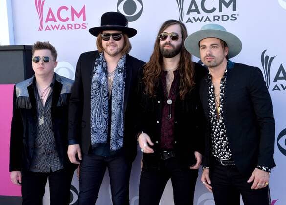 (L-R) Musicians Bill Satcher, Michael Hobby, Graham DeLoach, and Zach Brown of A Thousand Horses attend the 52nd annual Academy of Country Music Awards held at T-Mobile Arena in Las Vegas, Nevada on April 2, 2017. The show will be telecast live on CBS.  LVP20170402348 JIMxRUYMEN