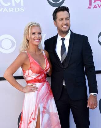 Caroline Boyer (L) and host Luke Bryan attend the 52nd annual Academy of Country Music Awards held at T-Mobile Arena in Las Vegas, Nevada on April 2, 2017. The show will be telecast live on CBS.  LVP20170402379 JIMxRUYMEN