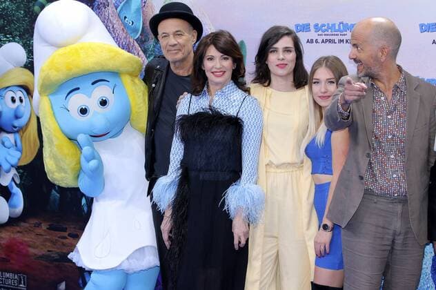 Heiner Lauterbach, Iris Berben, Nora Tschirner, Bianca Bibi Heinicke und Christoph Maria Herbst bei der Premiere des Kinofilms Die Schlümpfe - Das verlorene Dorf im Cinestar Sony Center. Berlin, 02.04.2017 Foto:xS.xSchrapsx xFuturexImage