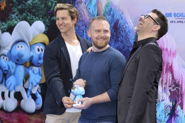 Tim Oliver Schultz, Axel Stein und Rick Kavanian bei der Premiere des Kinofilms Die Schlümpfe - Das verlorene Dorf im Cinestar Sony Center. Berlin, 02.04.2017 Foto:xS.xSchrapsx xFuturexImage