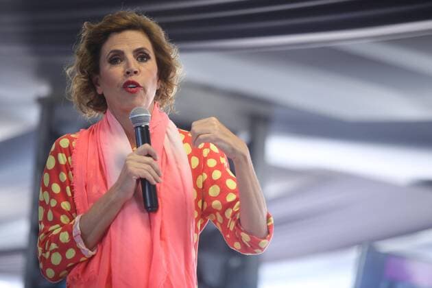 Spanish fashion designer Agatha Ruiz de la Prada takes part in a talk with young enterpreneurs of fashion and design in Guadalajara, Mexico, 04 April 2017. De la Prada stated that Mexico is the second market for the brand, a country that has inspired her since her beginnings and which population identifies with the color of her designs. SPANISH DESIGNER AGATHA RUIZ DE LA PRADA IN MEXICO !ACHTUNG: NUR REDAKTIONELLE NUTZUNG!  Copyright: xUlisesxRuizxBasurtox JAL001 20170405-636269507675210956
