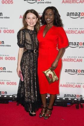 Australian actress and singer Emily Browning and Nigerian actress Yetide Badaki attend the American Gods UK TV Premiere held at One Marylebone in London. APRIL 6th 2017  MISx17725
