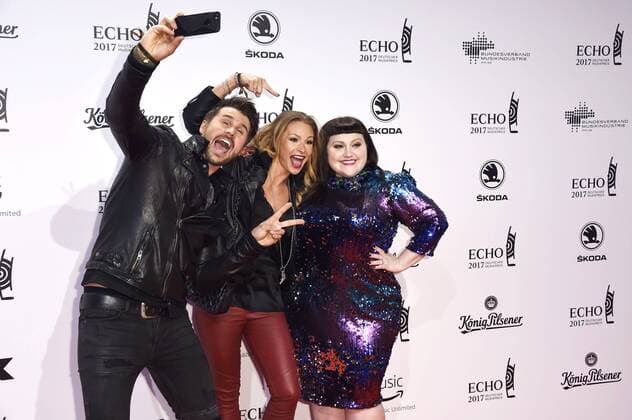 Thore Schölermann, Jana Julie Kilka und Beth Ditto bei der 26. Verleihung des Deutschen Musikpreises Echo 2017 in der Messe Berlin. Berlin, 06.04.2017 Foto:xF.xKernx xFuturexImage