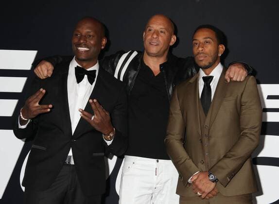 April 8, 2017 - New York, New York, U.S. - Actors TYRESE GIBSON, VIN DIESEL and CHRIS LUDACRIS BRIDGES attend the New York Premiere of The Fate of the Furious held at Radio City Music Hall, New York U.S. - ZUMAk03_ 20170408_zaf_k03_270 Copyright: xNancyxKaszermanx