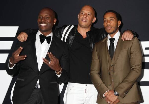 April 8, 2017 - New York, New York, U.S. - Actors TYRESE GIBSON, VIN DIESEL and CHRIS LUDACRIS BRIDGES attend the New York Premiere of The Fate of the Furious held at Radio City Music Hall, New York U.S. - ZUMAk03_ 20170408_zaf_k03_276 Copyright: xNancyxKaszermanx